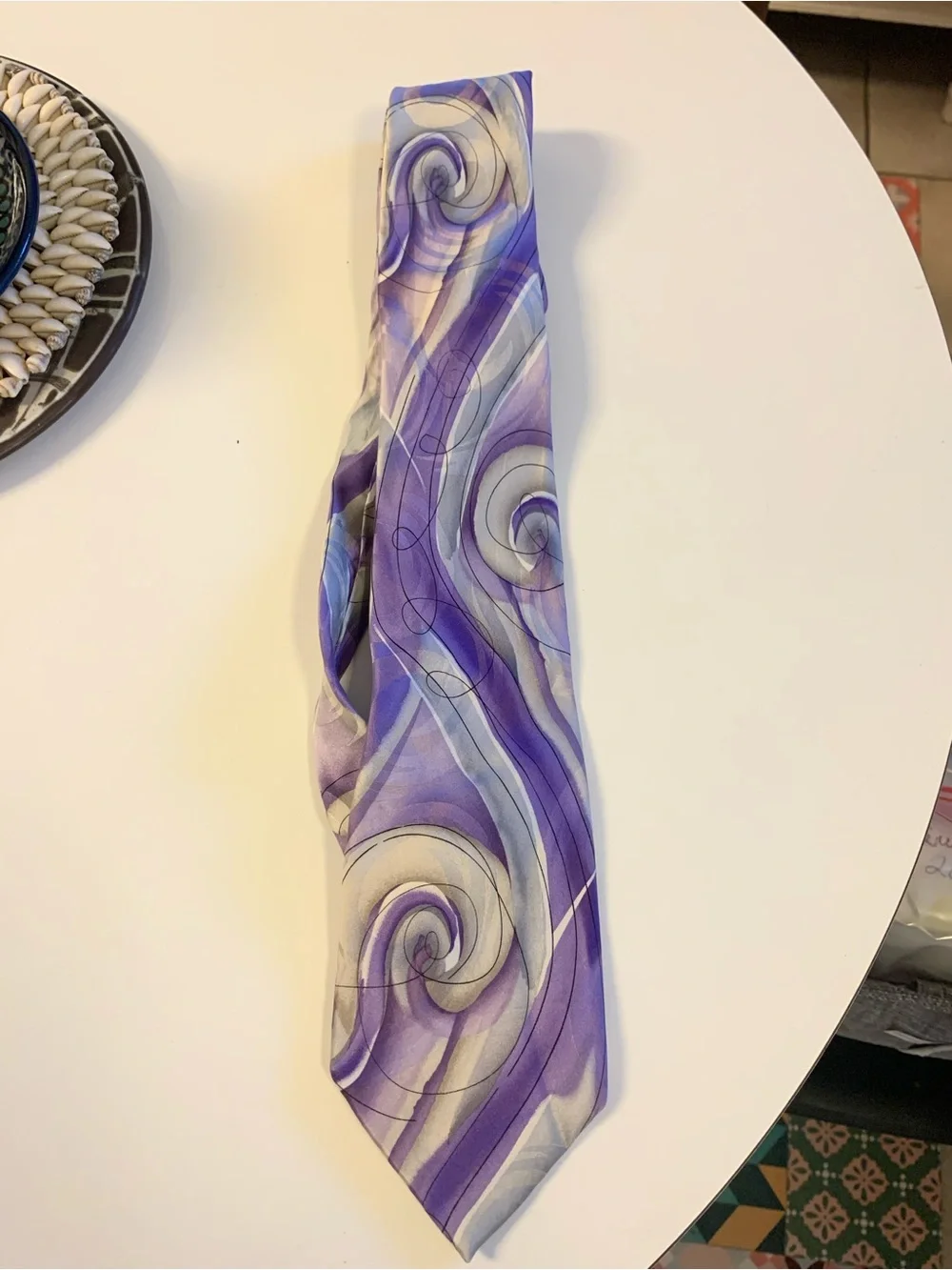 J. Garcia Purple and Cream Abstract Stripe Tie